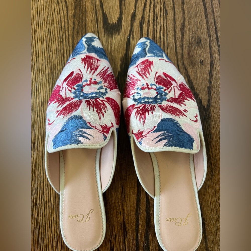 J Crew floral slip ons.